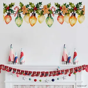 A 30*90cm self-adhesive Christmas gingerbread man leaf flat wall sticker for home background decoration M20339-KR