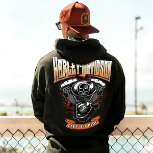 2026 Spring Summer Men's Hoodie Premium Polyester Soft Fabric Unisex Hoodie Relaxed Fit Pullover Front Graphic Skull Casual Streetwear Top Ideal for Motorcycle Rides Vacation Camping & Casual Outings Perfect for 59°F+ Weather Great Gift for Boyfriend