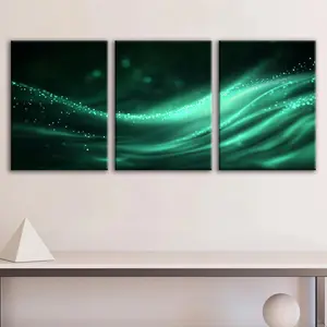 Abstract Wave Pattern Wall Art, 3 Counts/set Wooden Framed Canvas Painting, Wall Decor for Home Living Room Bedroom Office, Ornaments