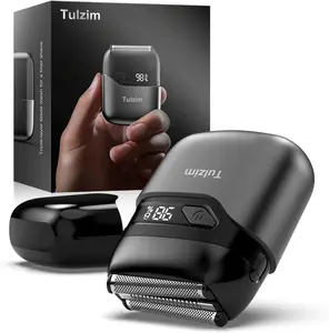 [TikTokShopJumpstartSale]Upgraded Mini Electric Shaver for Men, Foil Shaver for Men with 3 Blade Heads Floating Head IPX7 Waterproof Wet/Dry USB Type C LED Display Deep Gray Group Shaving Machine Facial Trimmer