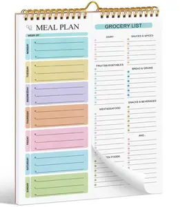 Weekly Meal Planner Notebook with Grocery List, Magnetic Fridge Planner, 50 Tear-Off Sheets, 5.83 x 8.54 Inch Meal Prep Pad, Wall-Mountable Kitchen Planner with To-Do List and Daily Schedule