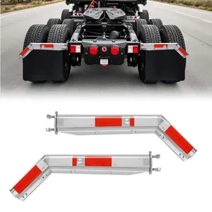 VEVOR Stainless Steel Angled Spring Loaded Mud Flap Hangers, 2-1/2" Bolt Spacing Mudflap Hangers for Semi Trucks, 1 Pair Heavy Duty Semi Truck Mud Flap Hanger Set with Reflective Strips, Silver