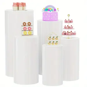 3/5 plastic round cylindrical display bases, white cylindrical bases, for wedding, birthday party and event decorations.