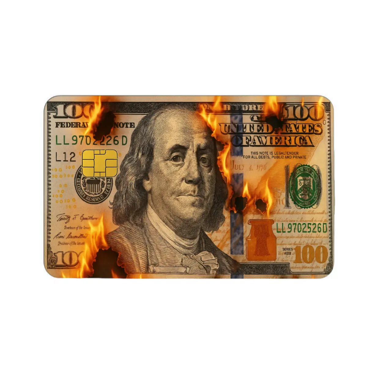 American Retro Burning Money Decals - Durable and Long-Lasting Self-Adhesive Stickers for DIY Scrapbooking Crafts, Credit Card Cover Protection, Unique Personalization Statement Accessory, Decal, Self-Stickers