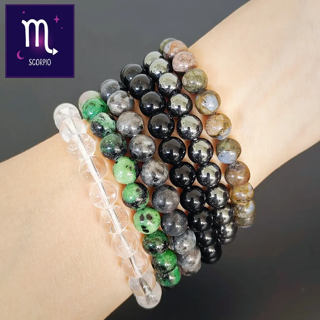 Scorpio Zodiac Crystal Bracelet Set-Crystals for Strength, Transformation & Emotional Balance