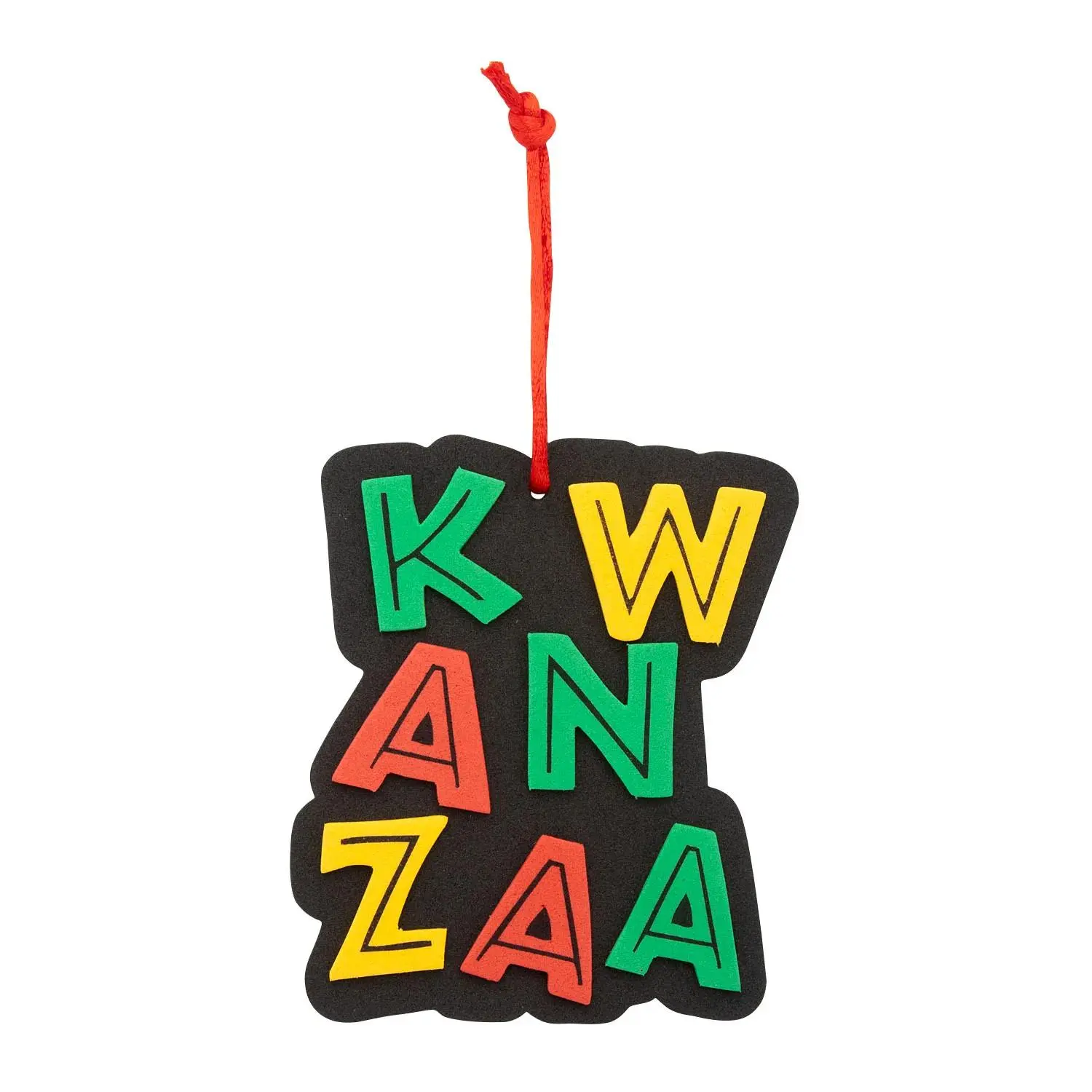 Kwanzaa Multicolor Foam Ornament Craft Kit - Pre-packaged 3.25in x 4in Satin Ornaments, Foam Pieces, 12-Make Hanging Cultural Decor for Family, Customizable Home Supplies