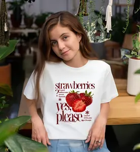 Strawberries Diary Minimalist Slogan T-Shirt Couple Casual Tee Cotton Unisex Funny Quote Fresh Life Attitude
