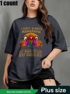 【Plus Size】 Letter Print Round Neck Tee, Casual Short Sleeve Crew Neck T-shirt for Daily Wear, Women Clothing for All Seasons