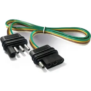 Heavy-Duty 4-Way Trailer Wiring Harness Extender with Male & Female Plug, 26-inch 4-Flat Connector, Durable 18 AWG Hitch Light Cable for Automotive Electrical Systems hydraulic system