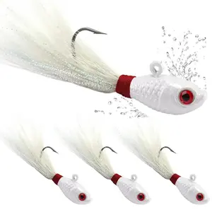 3pcs Bucktail Jig Lure Hair Jig Saltwater Freshwater Jig Head Fishing Lures Bass Pike Walleye Striper Bait