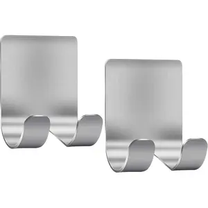 Razor Holder Shaver Hook Hanger Stand(2 Pack)Self Adhesive Stainless Steel Heavy Duty Utility Storage Hook,Shower Hook for Razor,Bathroom Kitchen Organizer for Plug Robe Towel Loofah Bathrobe Coat