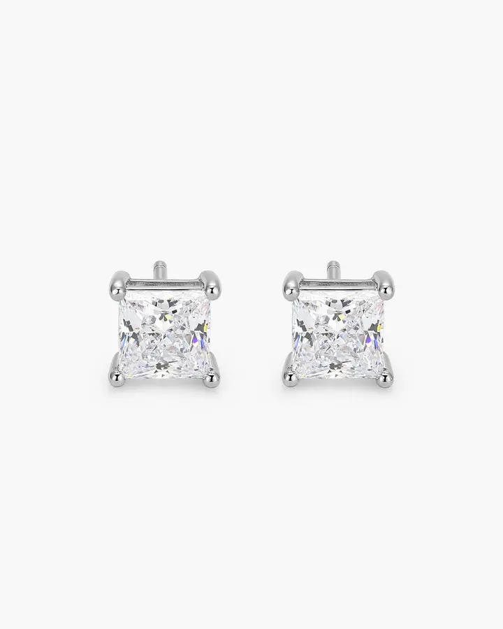 Square Stud Earrings Silver
