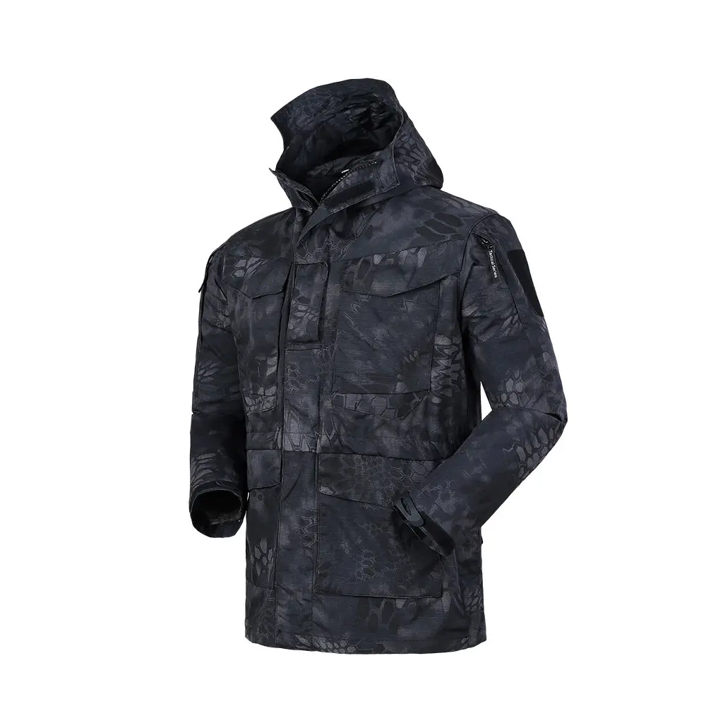 Men's 3-in-1 Tactical Jacket, Waterproof Camouflage Shell with Removable Fleece Liner and Chest Map Pockets for Hiking & Everyday Urban Tactical Wear, Compatible With Tactical Vests, Lightweight Packable Design