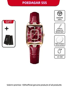 Women's Elegant Square Dial Quartz Watch, Fashionable Waterproof Watch for Women & Girls, Trendy All-match & Exquisite Watch for Birthday Gift with Box