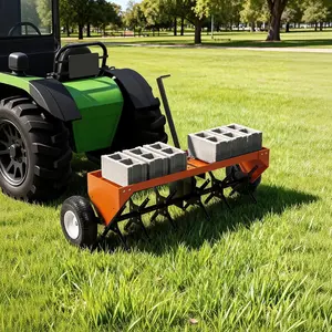 40-Inch Orange Tow Behind Aerator with Universal Hitch, Heavy Duty Plug Aerator for Lawn Tractor ATV, 24 Steel Tines, MAX 150lb Weight Tray & Inflatable Wheels for Lawn, Yard, Garden Care