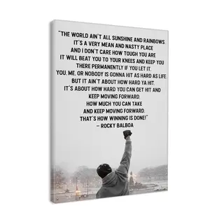 Motivational Quote Rocky Balboa Poster Keep Moving Forward Sylvester Stallone Print Wall Décor Art High-Quality Canvas UV-Protected Latex Inks Handcrafted in USA