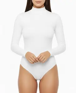 XFit Women's Mock Turtle Neck Long Sleeve Thong Tops Bodysuit Jumpsuit