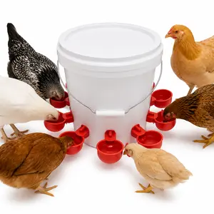 8pcs-Gravity Chicken Waterer for Hens Ducks & Quail Easy Clean Bucket Water Feeder with Red Spouts for Efficient Hydration