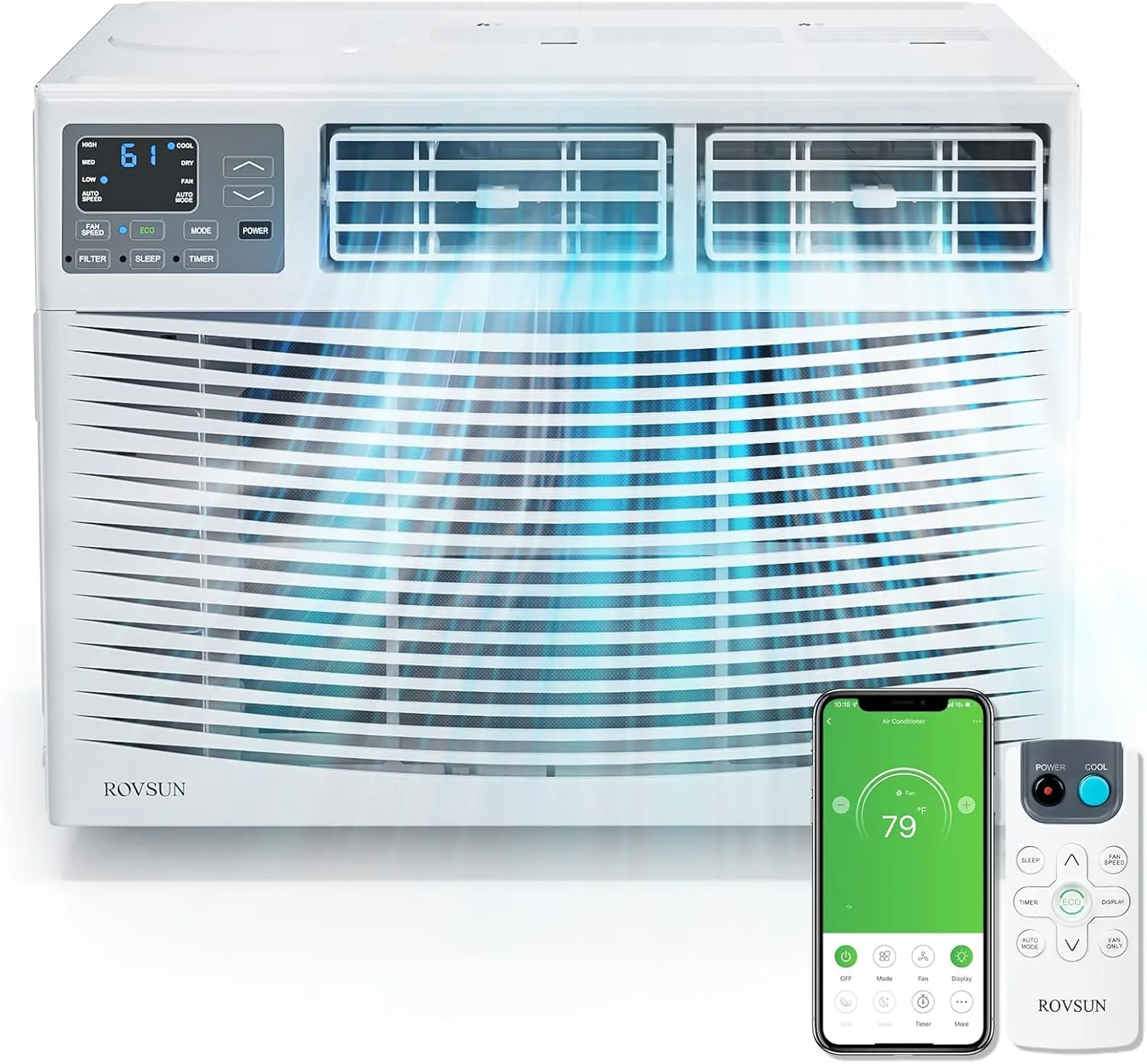 ROVSUN Smart 6000/8000/18000/24000BTU Window Air Conditioner with WiFi, Energy Saving Window AC Unit with Remote & App Control & Timer Function & Easy Install Kit, for Rooms up to 1500 Square Feet, 230V/60Hz, White summervibes Wifi Aircon Cooler