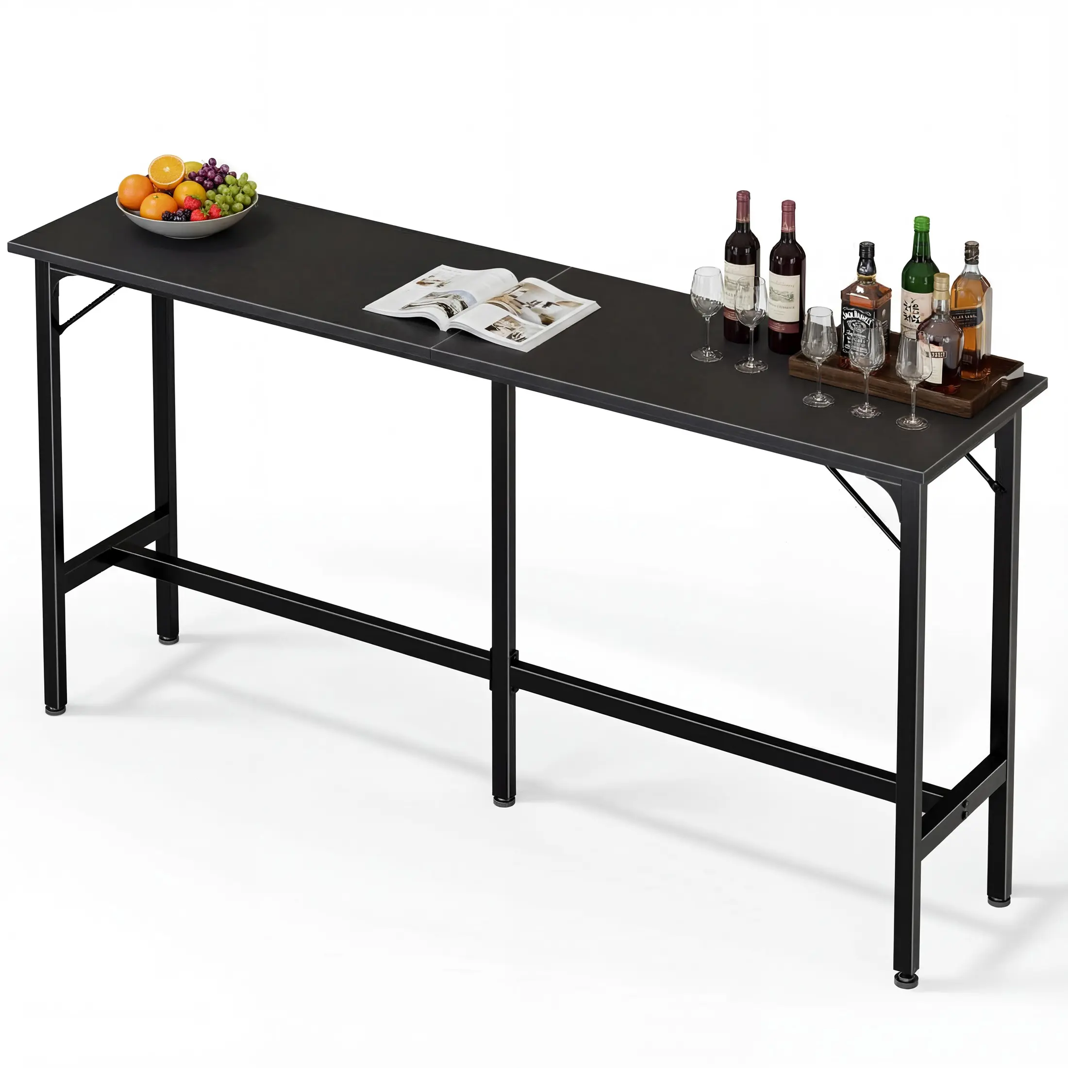 Sweetcrispy LIVE - Rectangular Modern Compact Dual-Purpose Bar Table - Waterproof Plywood Top, Quick Setup Counter-Height High Top, Indoor Furniture for Household Dining & Coffee Use, Compact Bar Tables, Dual-Purpose Bar Tables