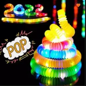 LED Light Up Fidget Pop It Tubes 4 Pack Sensory Toy