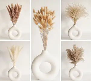 Natural Dried Pampas Grass Decor, 110 PCS Pampas Grass Contains White Bunny Tails Dried Flowers, Artificial Flowers for Bathroom Decor, Bathroom Wall Decor, Office Decor and Baby Shower Decorations