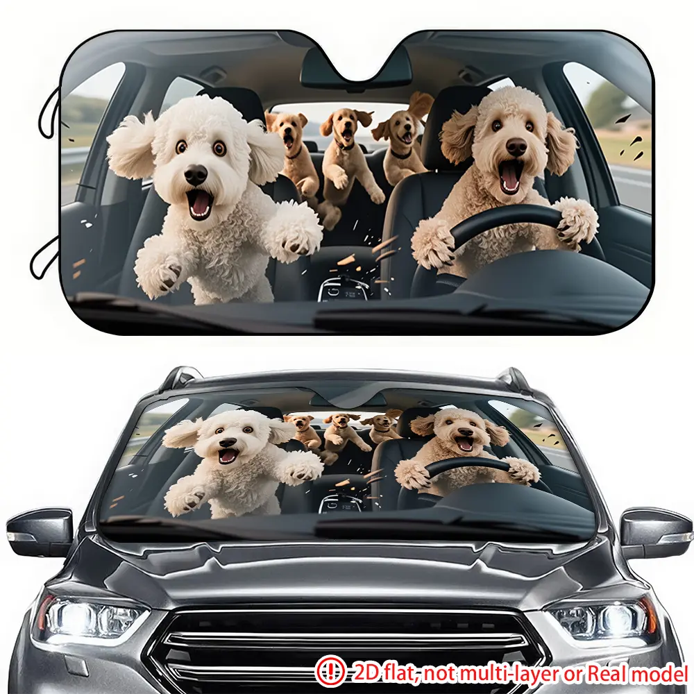1 piece of Teddy's car sun visor with 2D high-definition printing, effectively blocking sunlight, suitable for trucks SUV、 RV front windshield decoration, Car Windshield Sunshade, Suv Vehicle Sunshade, Car Sunshades For Windshield