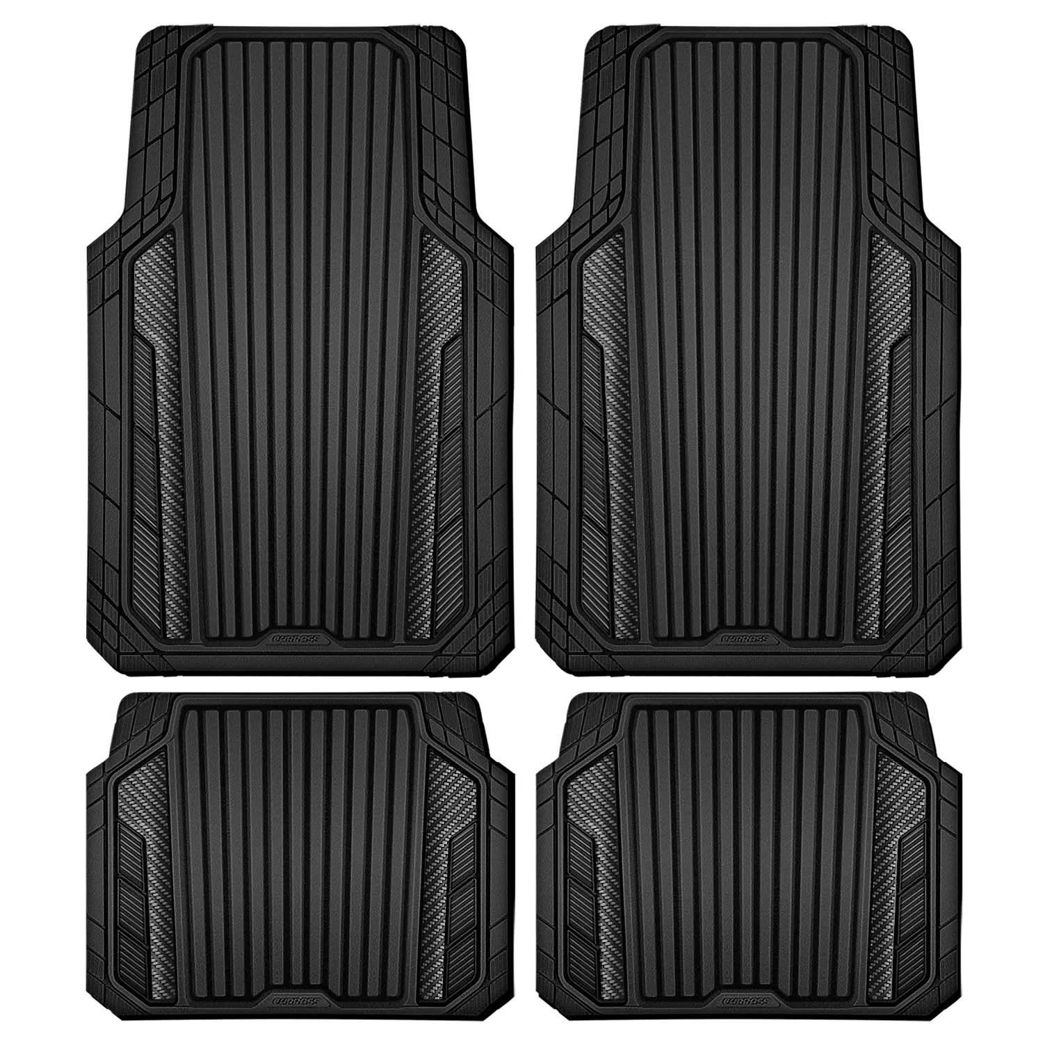 All Black Sporty Rubber Car Floor Mats