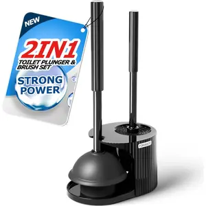2 in 1 Toilet Plunger and Brush Set,Extended Handle Plunger,Toilet Bowl Brush Plunger Set, Bathroom Cleaning Tools ,Toilet Brush Plunger Combo,Cleaning Brush,Bathroom Cleaning Supplies