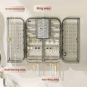 Jewelry storage box, large capacity, wall-mounted, multi-functional, suitable for earrings, necklaces, earrings, high-end and exquisite jewelry rack