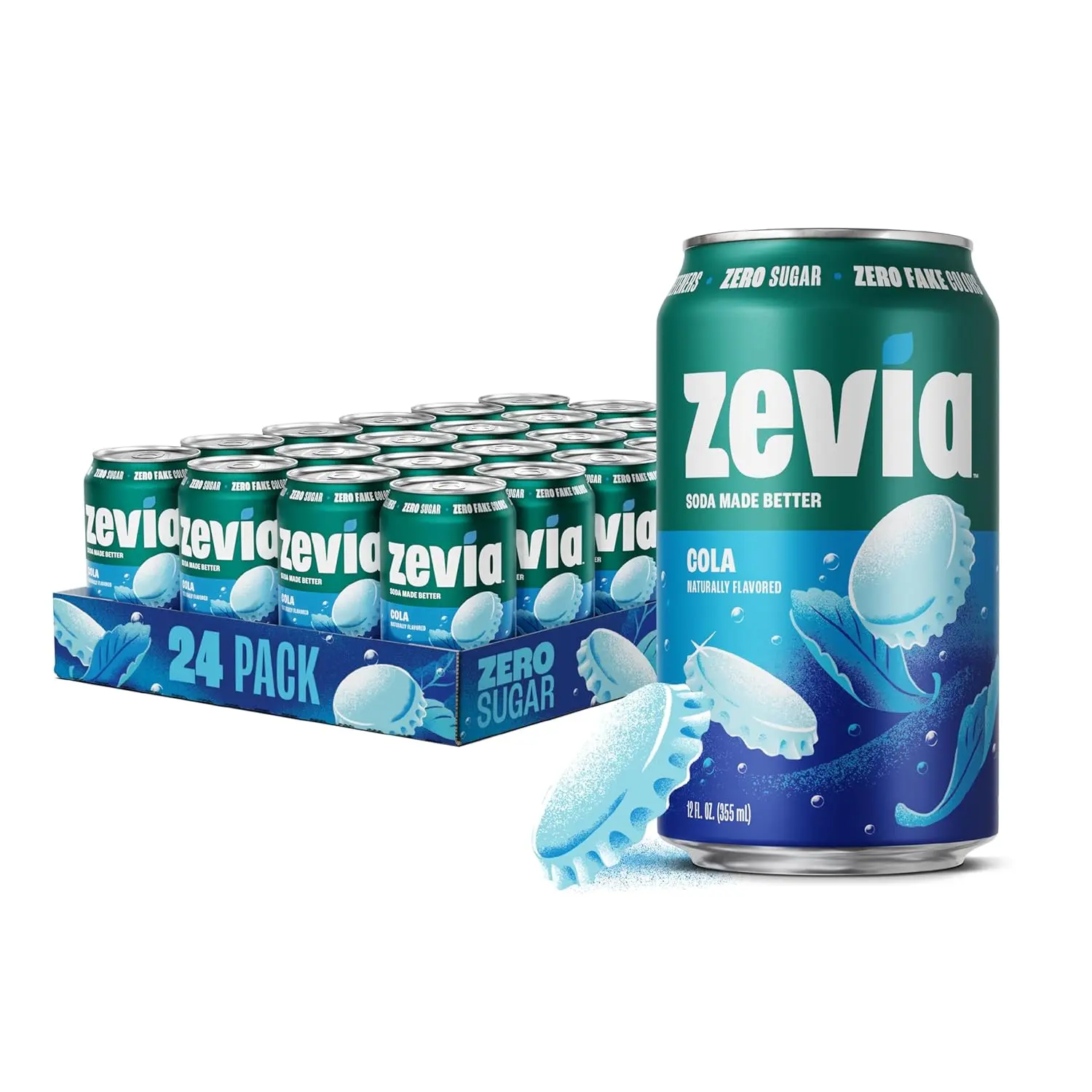 Zero Sugar Soda, Cola, 12 oz Cans (24-Pack) – Naturally Sweetened, Zero Calorie Sugar Free Soda - Non-GMO Project Verified, Gluten-Free, Vegan