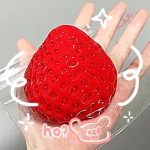 Strawberry Shaped Squeezing and Pinching Music, Silicone Imitation, Mud Like Soft, Hand Squeezed DIY Handmade Crystal Set Toy
