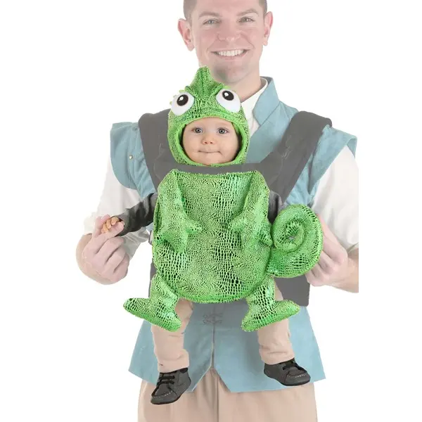 HalloweenCostumes Disney Tangled Pascal Baby Carrier Cover, Velour Scale Print Costume with Standard Fit and Chameleon Eyes Headpiece, Baby Cover, Hook Fasteners, Easy, Adorable, Stuffed Legs, Officially Licensed