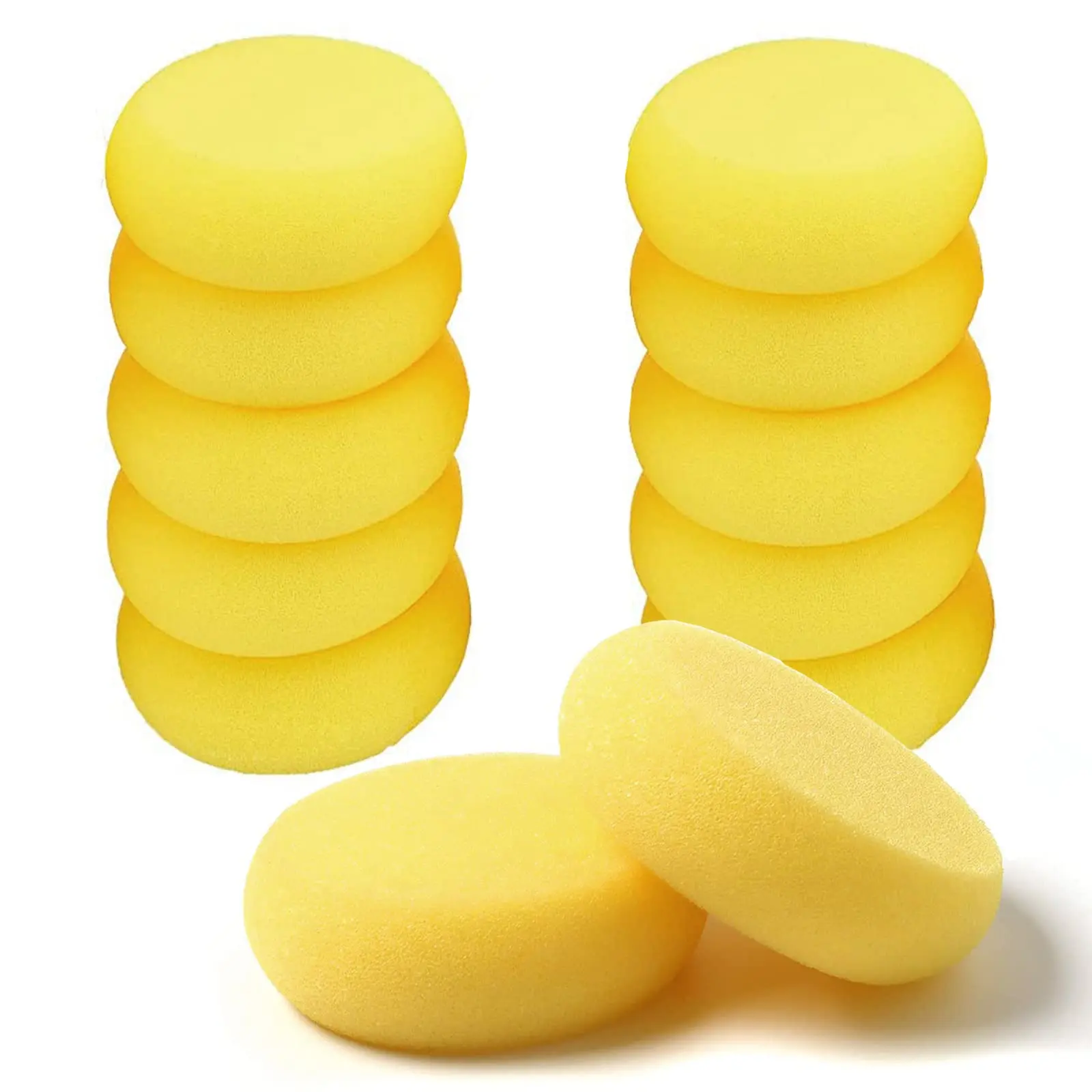 12 Pcs Round Painting Sponge 2.96 Inch Craft Clay Yellow Pottery artist synthetic foam applicators for ceramics, watercolor, acrylic, face art, leather care & tack cleaning