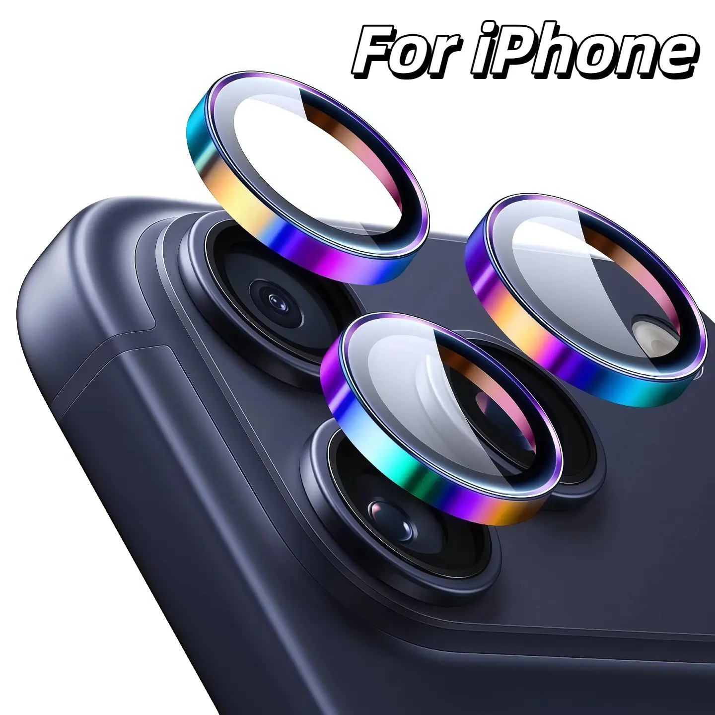 Eagle Eye Mobile Phone Lens Ring for Apple iPhone Air/17/16/15/14/13 Series, Smartphone Camera Accessories, Full Coverage Camera Protection, Metal Lens Circle + 9h Tempered Glass Film