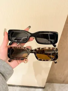 2 Pcs Vintage Y2K Square Fashion Glasses, Unisex Eyewear for Summer Vacation Outdoor Travel, Stylish Sunglasses for Men & Women