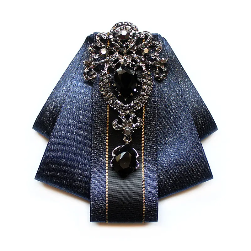 Bow Brooch for Boys, Tie Adjustable Band Necktie Gemstone Bowties for wedding, Prom, Party, School, Formal Wear