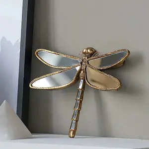 Handmade Resin Dragonfly Wall Mounted Decor Modern Mirror, Elegant Decorative Insect Decoration for Home Office Bug Museum, Unique Gift Idea for Nature Lovers