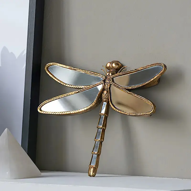 Handmade Resin Dragonfly Wall Mounted Decor Modern Mirror, Mirrors for Wall Decor, Decorative Mirror Art, Elegant Decorative Insect Decoration for Home Office Bug Museum, Unique Gift Idea for Nature Lovers