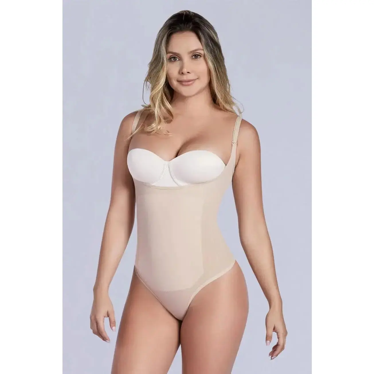 SHAPERLOVE Thermal Open Bust Thong Bodysuit
