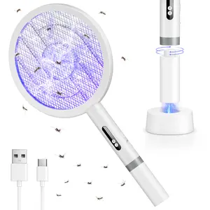 Electric Fly Swatter 4000V Bug Zapper with Mosquito Attracting UV Light & 3-Layer Safety Mesh – Rechargeable for Indoor Home Backyard Camping