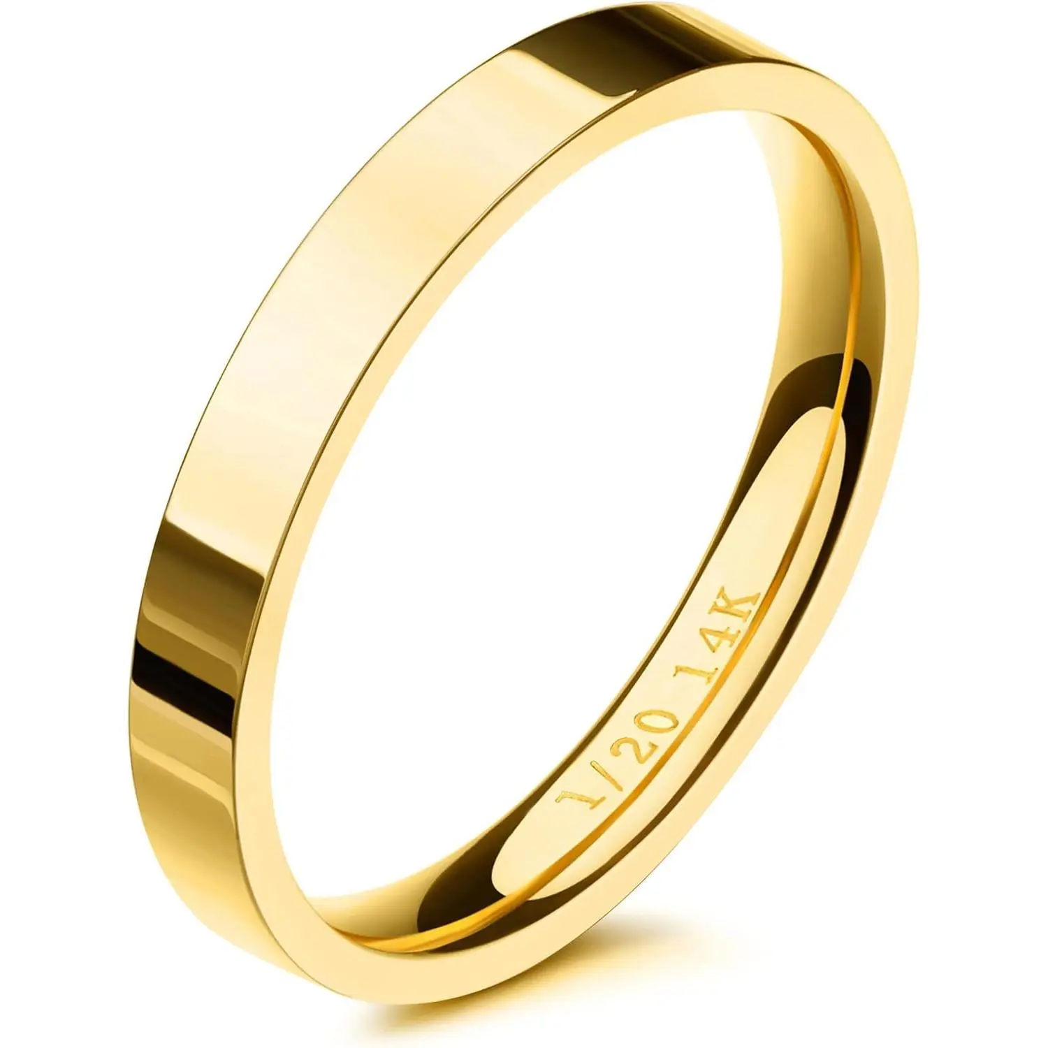 Women's 3mm 14K Gold Filled Dainty Stacking Rings, Non Tarnish Gold Rings, Thin Comfort Fit Band for Thumb or Pinky Finger, Non Tarnish Jewelry, Size 4-11