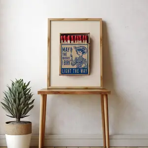 Vintage Matchbox Wall Art Western Cowgirl Print May The Bridges I Burn Poster