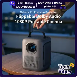 Nebula P1i Portable Projector with WiFi and Bluetooth by soundcore, Flippable Design, 1080P FHD, 380 ANSI Lumens, Auto Focus/Keystone, All-Glass Lens, Built-in Speaker