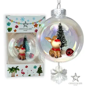 Rudolph Plastic Ornament with Magnetic Crystal 3"x7"