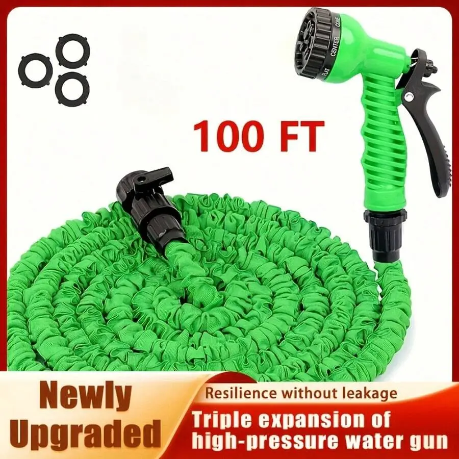 1pc 100FT/75FT/50FT/25FT Magic Hose Expansion Hose High Pressure Irrigation Multi-Purpose Car Spray Hose Shrink Garden Hose Spray Gun Tools, Watering Equipment