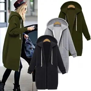 2024 Women’s Autumn/Winter Thickened Hoodies & Parkas — Loose Hooded Jackets with Zipper Pockets, Maxi Sizes, Sweatshirts, Sports Dresses, Outerwear