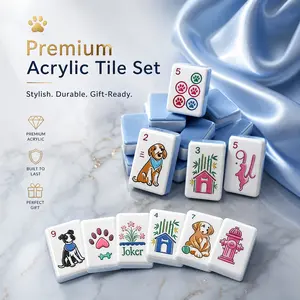 Designer Custom 166-Tile American Mahjong Set - Blue-and-White, Charming Hand-Drawn Puppy Artwork, Durable & Comfortable Tiles, Luxury Complete Indoor Recreation Game Set for Pet Dog Collectors, Ideal for Birthdays