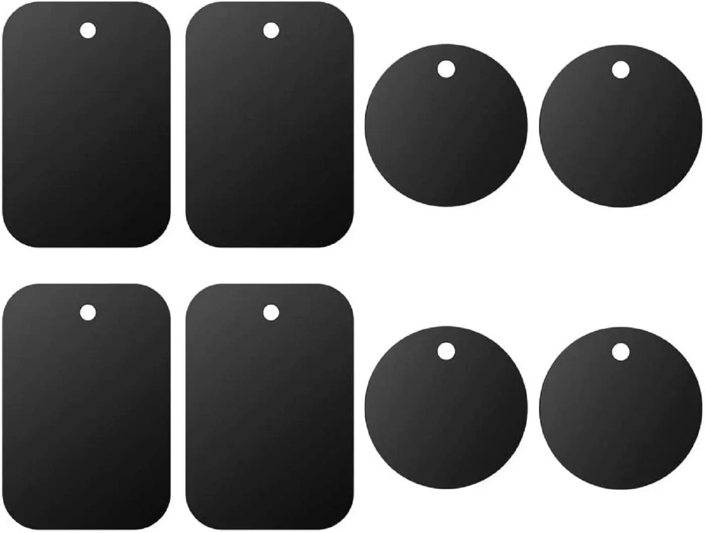 Universal Metal Plate 8 Pack for Magnetic Phone Car Mount Holder Cradle, Adhesive Metal Plates Compatible with Magnetic Mounts, Includes 4 Rectangle and 4 Round Black Plates for Secure Phone Attachment