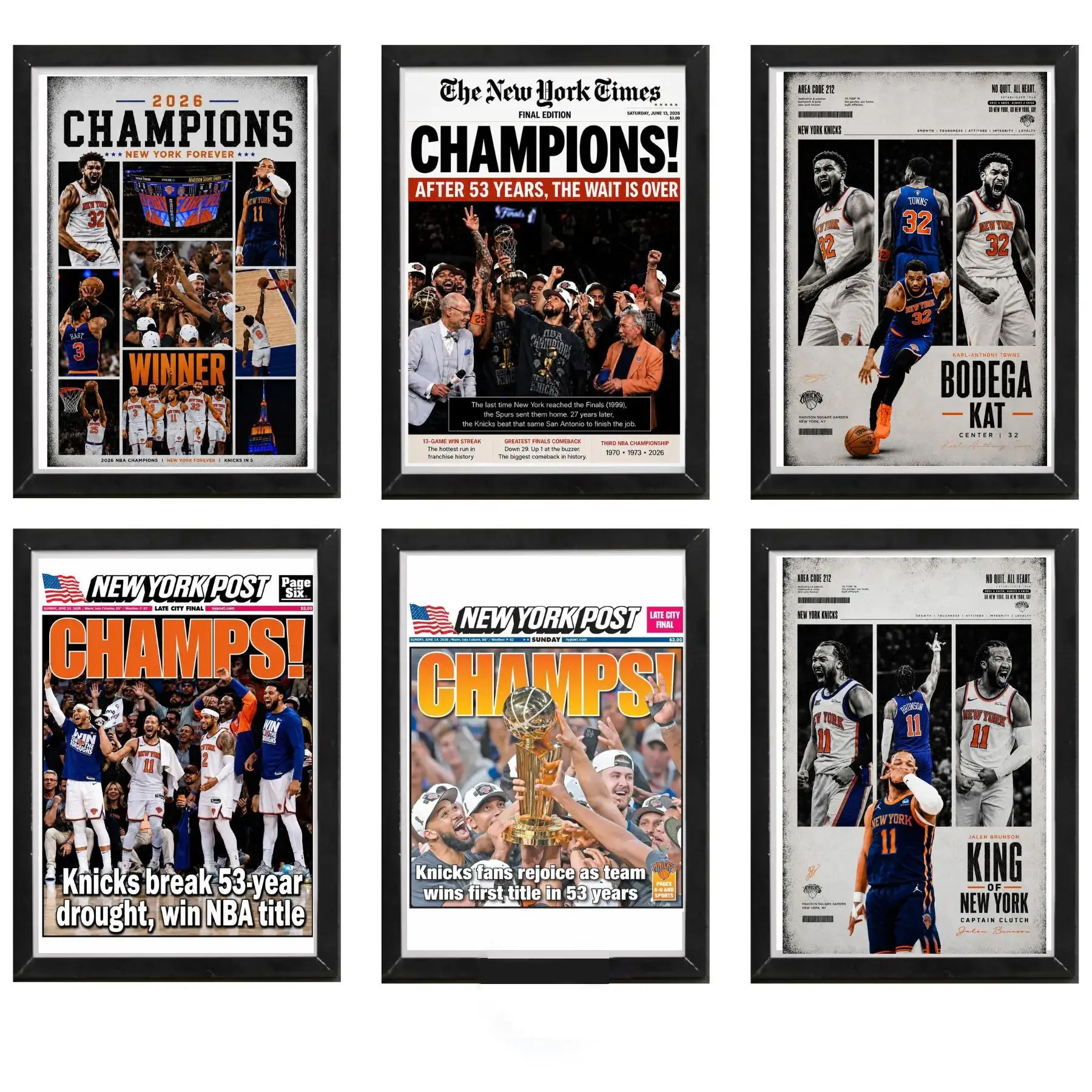 Champions NEW YORK KNICKS 2026 Basketball Wall Art Poster HD Print Unframed Aesthetic Room Home House Modern Wall Decor Trendy Gift.